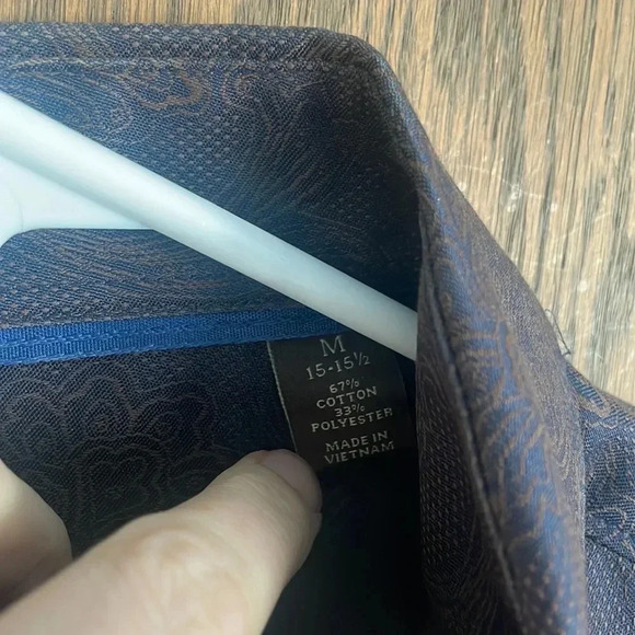 Navy Tasso Elba Button Up 15.5 - Picture 5 of 7